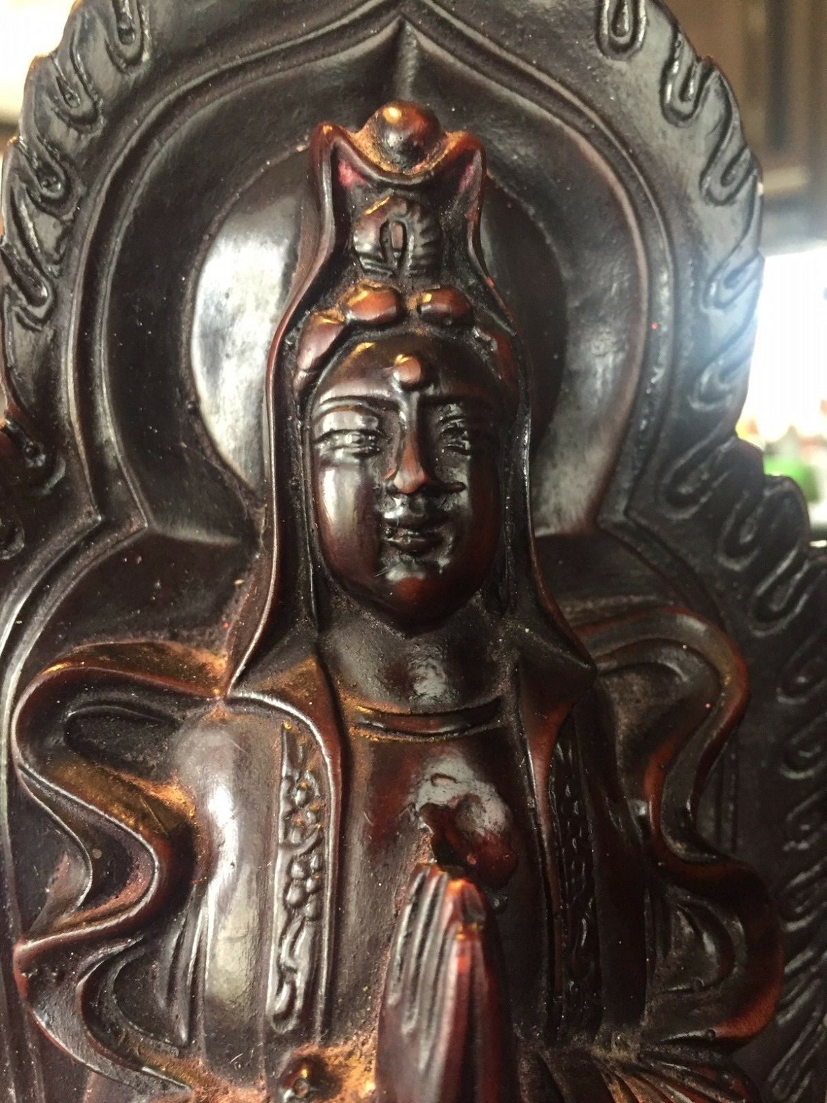 Vintage Red Resin Chinese Incense Stick Holder Buddah Cherry Old Art Sculpture