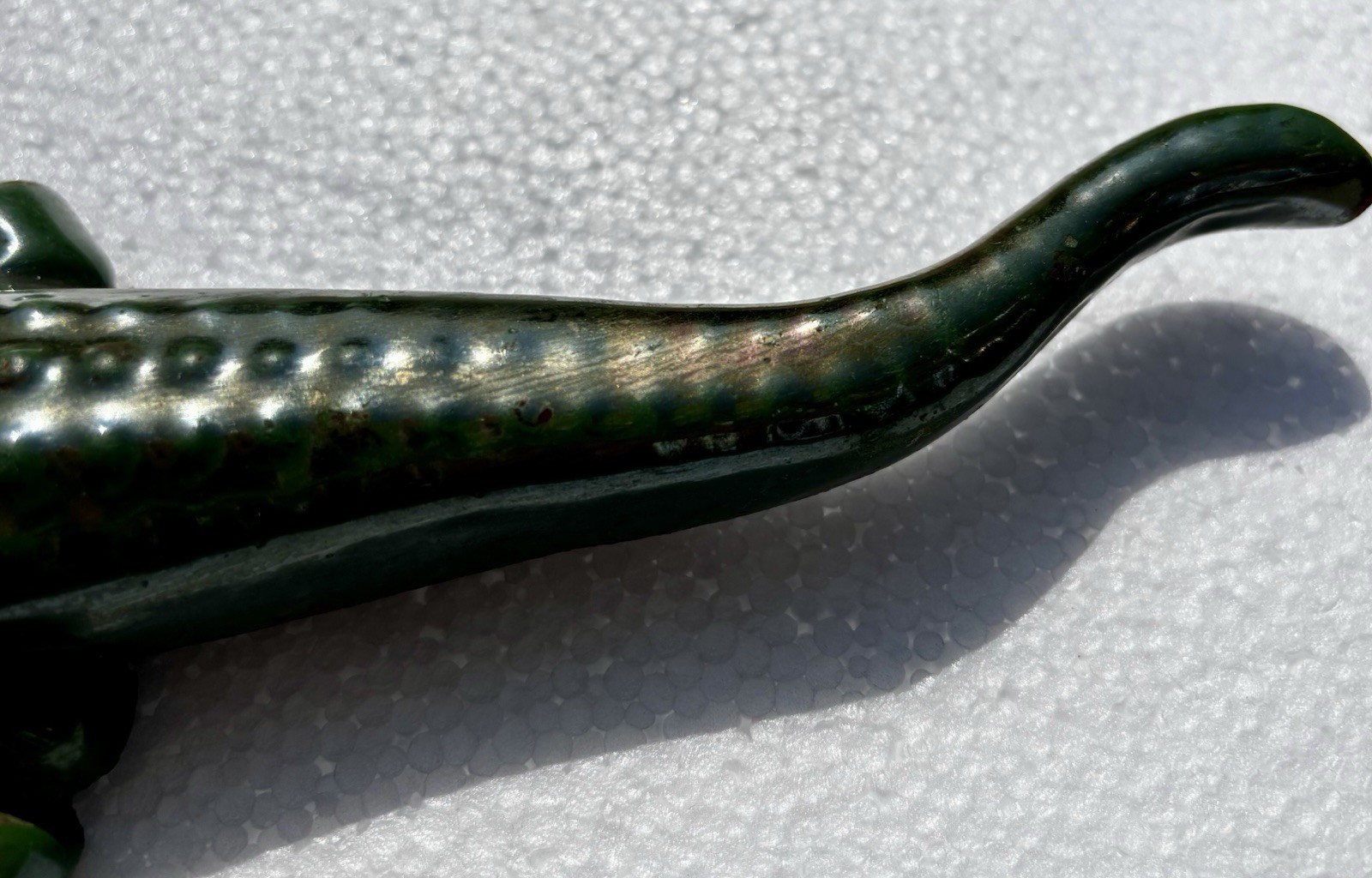 Antique Alligator Nutcracker RARE IRIDESCENT GREEN ENAMEL 1920 Large size 35cm
