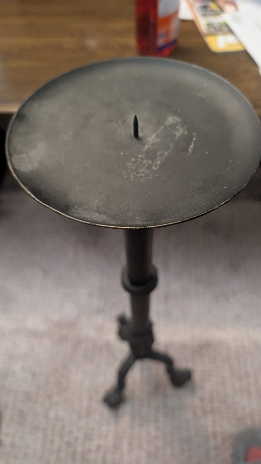Antique Cast Iron Pricket Candle Stand 27.5” Tall Gothic Revival 1890–1920