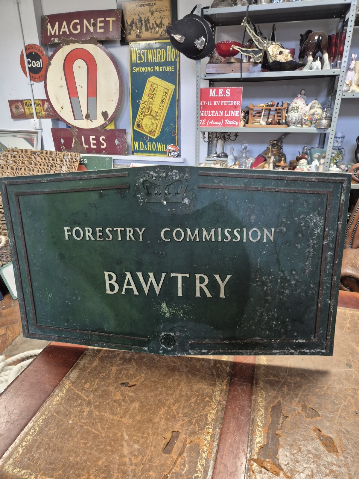 Rare Reclaimed Bawtry Forestry Commission Yorkshire Pressed Alloy Sign 76x46cm