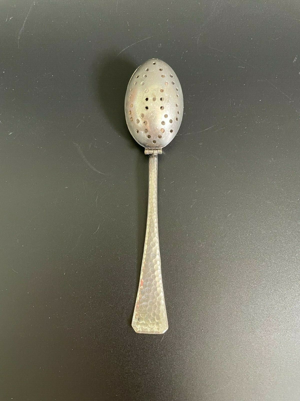 Empire Art Silver E & J Bass Silverplate Hammered 5¾” Tea Ball Spoon – Infuser