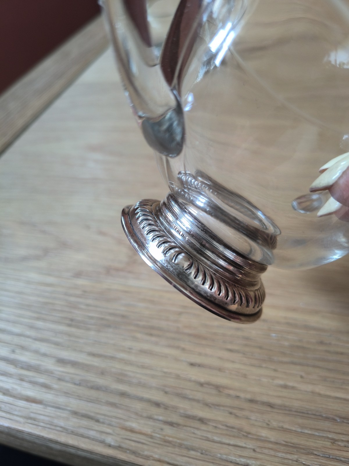 VTG Frank M Whiting Sterling Silver Base Glass Creamer Sugar Bowl Set Gadroon