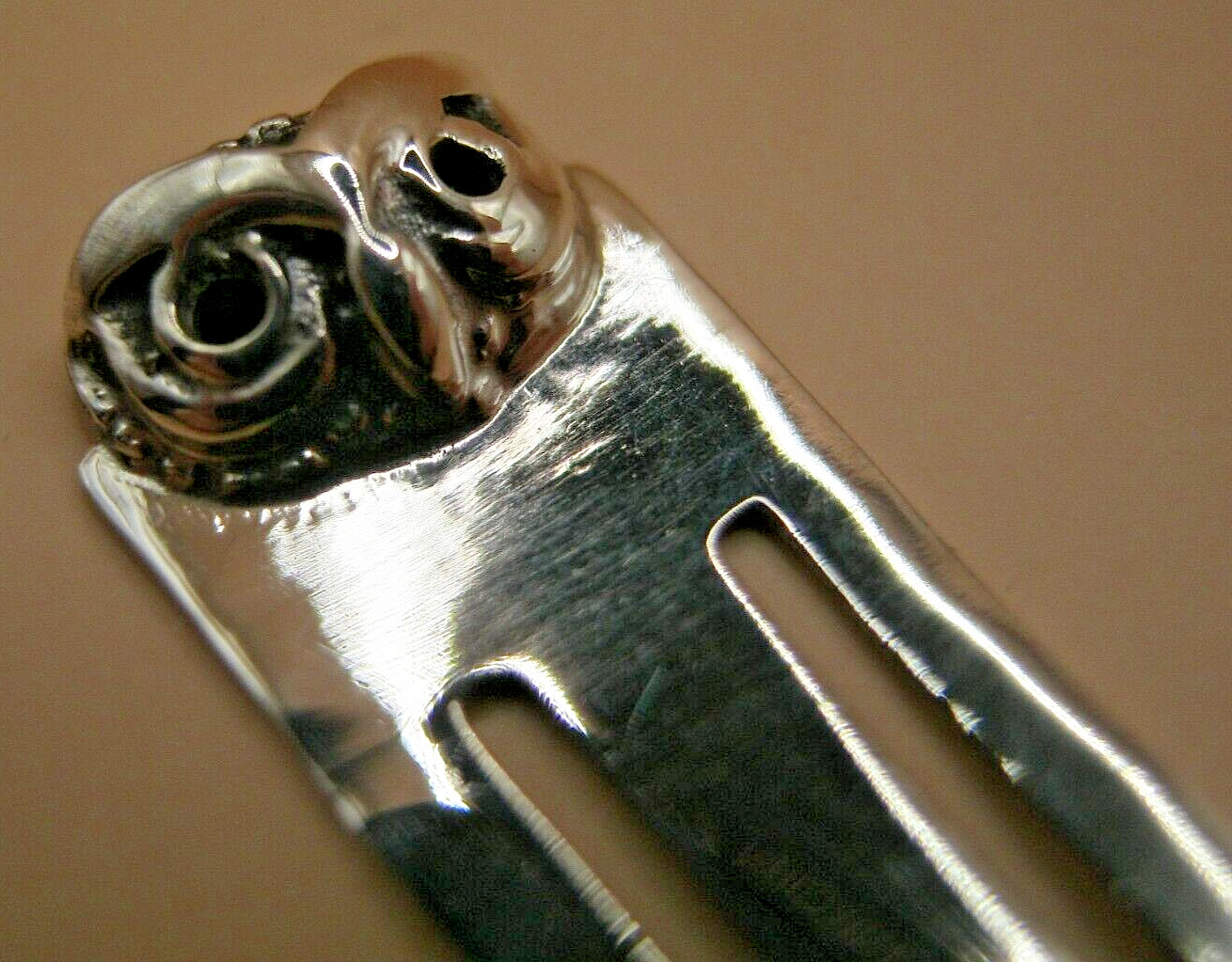 Sweet 925 Solid Silver Bookmark With A Owl Face Topper – Paper Money Clip
