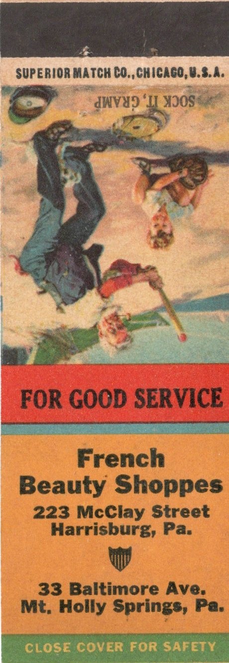 Vintage Matchcover French Beauty Shoppes Harrisburg PA