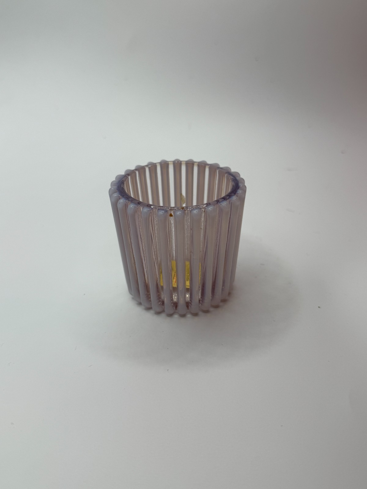 Vintage Ribbed Lilac Glass Votive Holder / Toothpick Holder – Elegant Mid-Centur