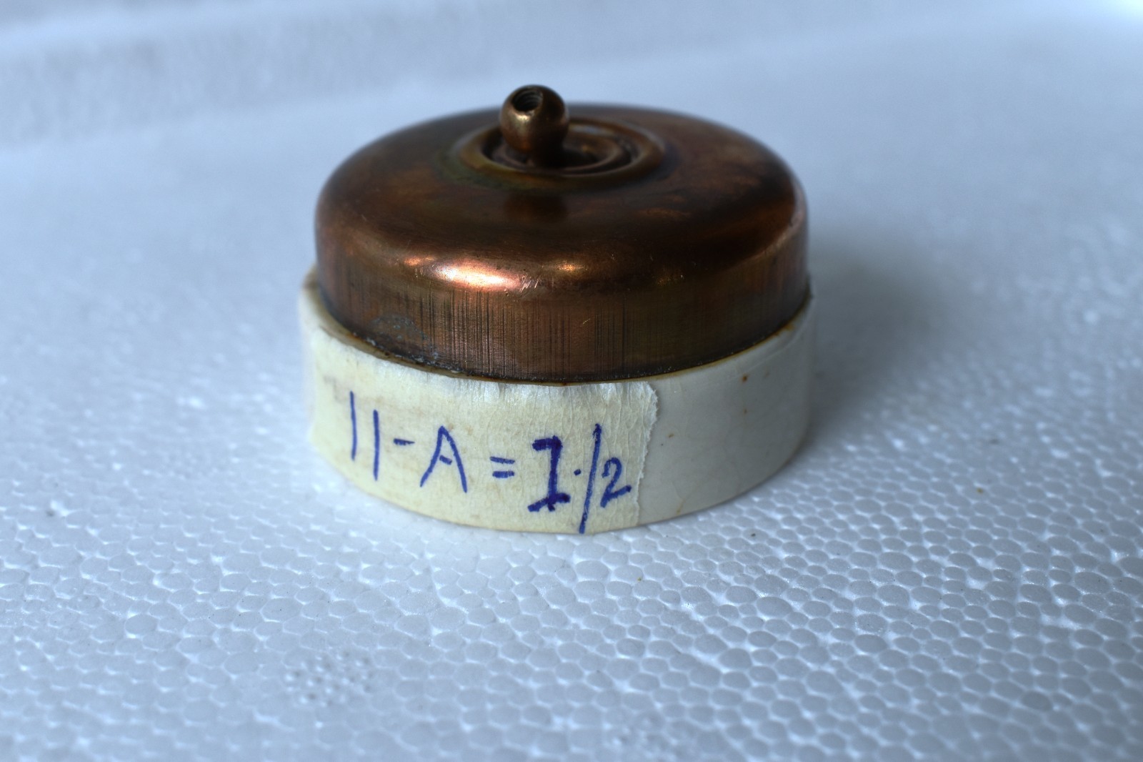Antique British Vitreous Ceramic Toggle Light Switch Brass 250V England 2.2” R1