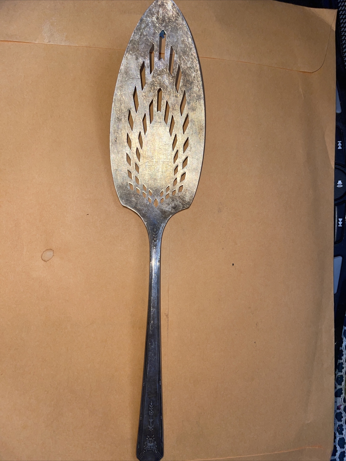 Silver Plate Pie Cake Server Community Plate Flower Print