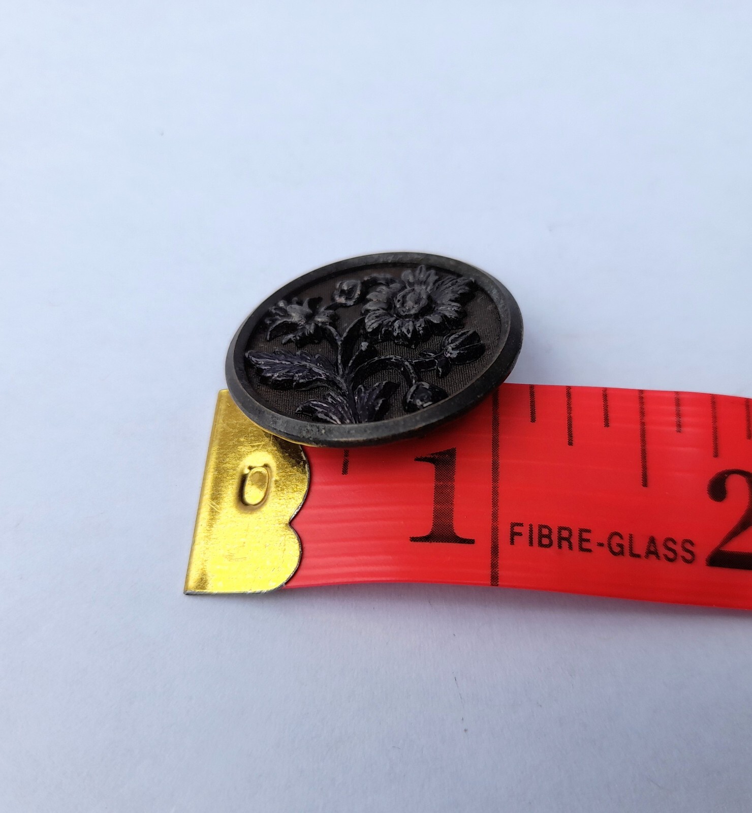 Antique Victorian Picture Button Sunflowers Metal Mesh Screen Vintage Floral