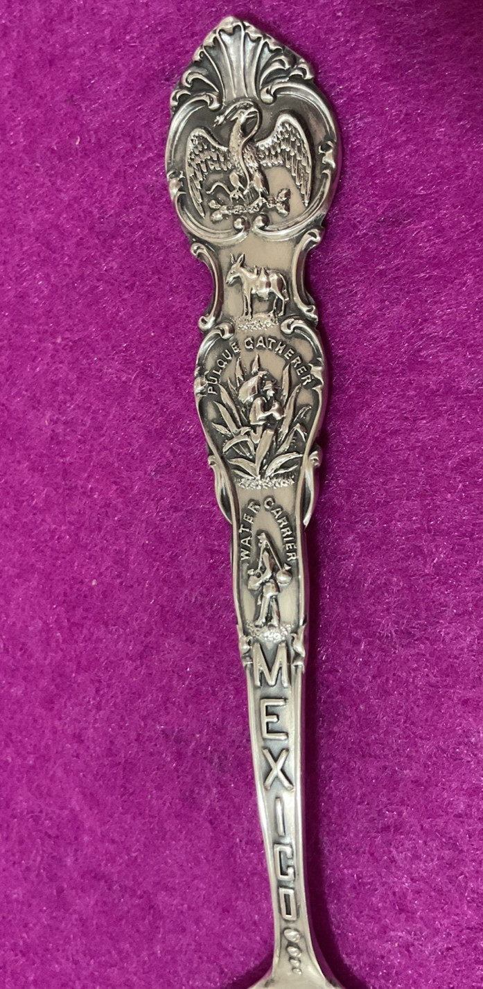 Iglesia de Guadelupe 1549 Juarez Mexico Seal 5.2″ Sterling Souvenir Spoon 17g