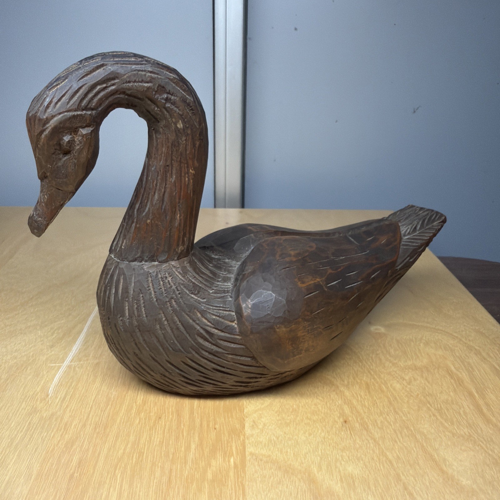 Vintage Primitive Mexican Hand Carved 8″ Wooden Duck Handmade Sabino Wood