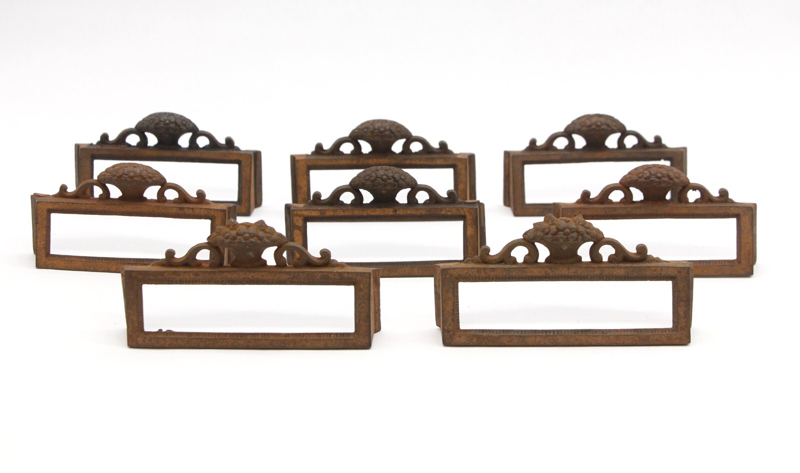 Antique Cast Iron Victorian Label Drawer Slot Variety Set