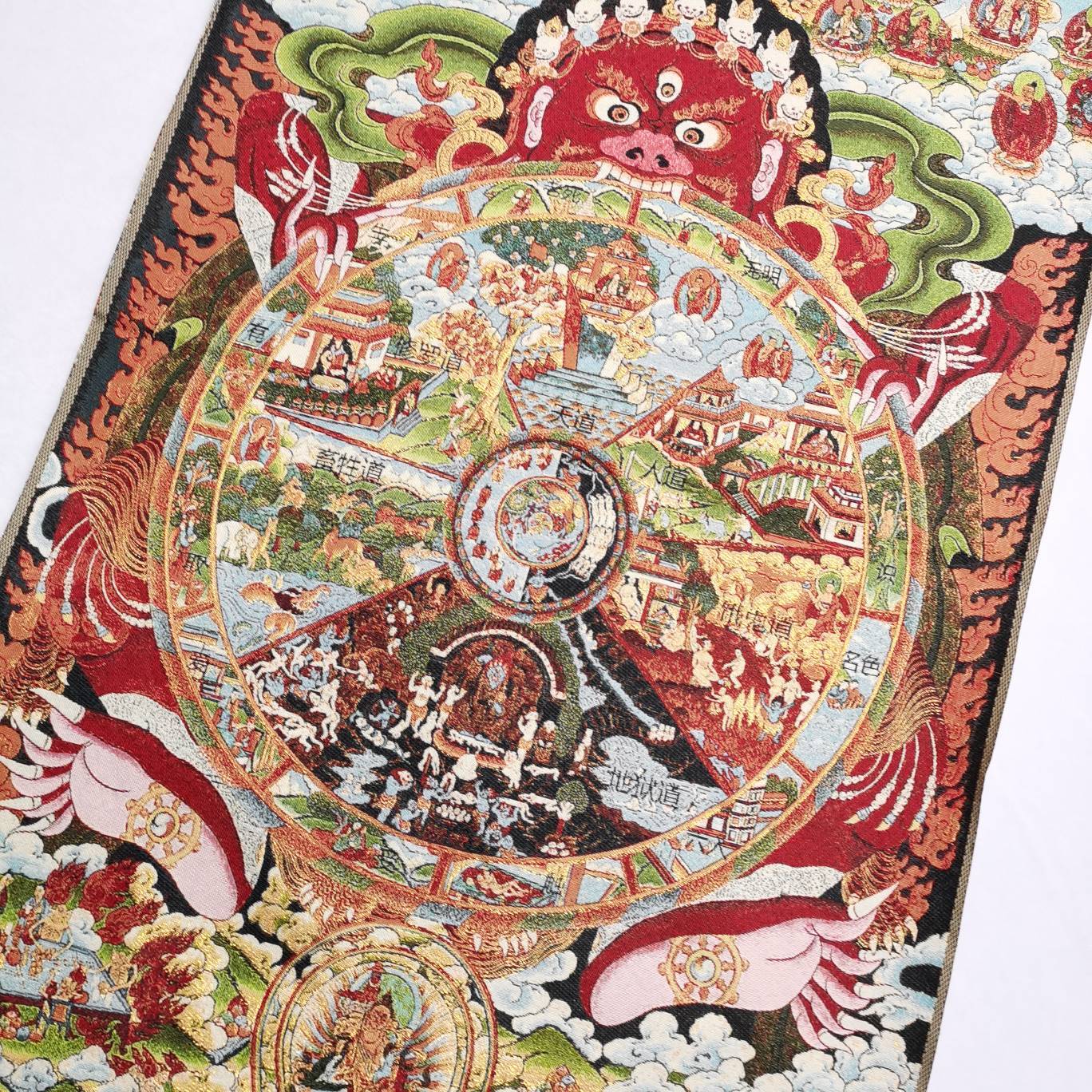 36in Tibetan Silk Thangka Tangka Buddhism 6 Weg Samsara Wall Art Yoga Decor