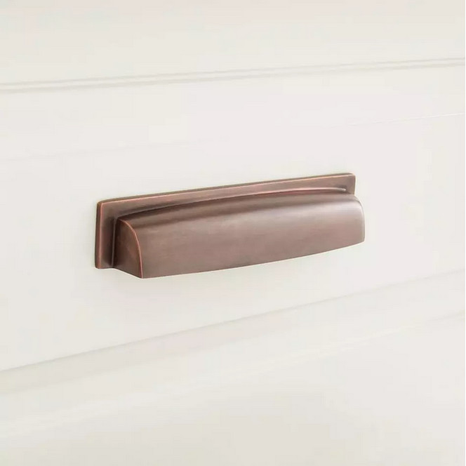 SIGNATURE HARDWARE EDVARD SOLID BRASS RECTANGULAR CUP PULL-OIL RUBBED BRONZE-6″