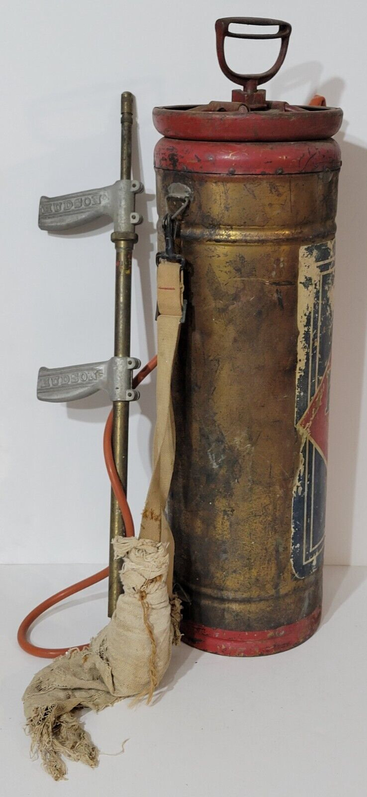 Hudson Perfection Copper Bug Sprayer Extinguisher VTG Hand Sprayer 26″ H No. 210