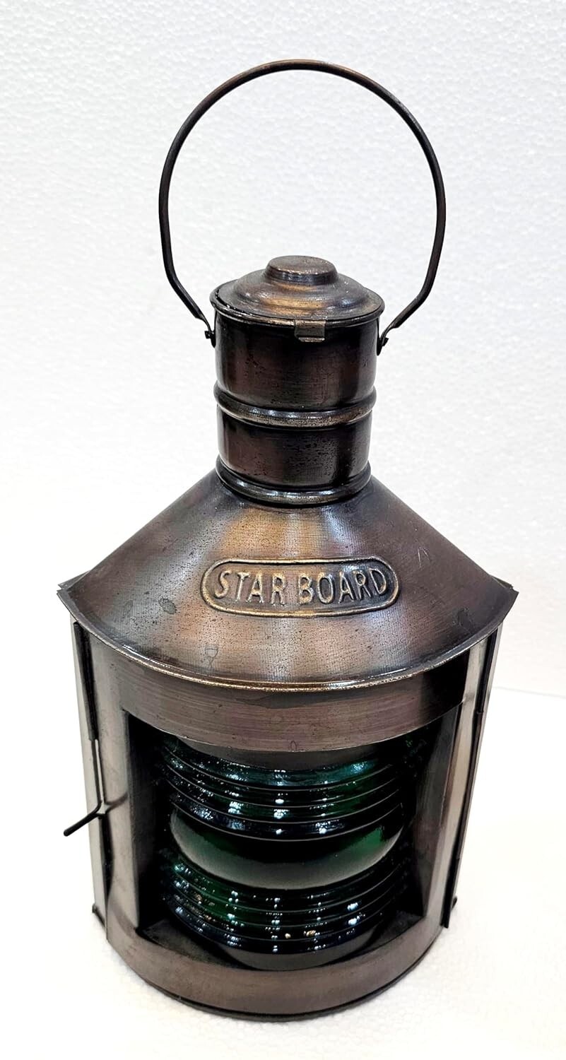 Solid Brass Port Electric Antique Brown Lantern Green/Red Color Set of 2