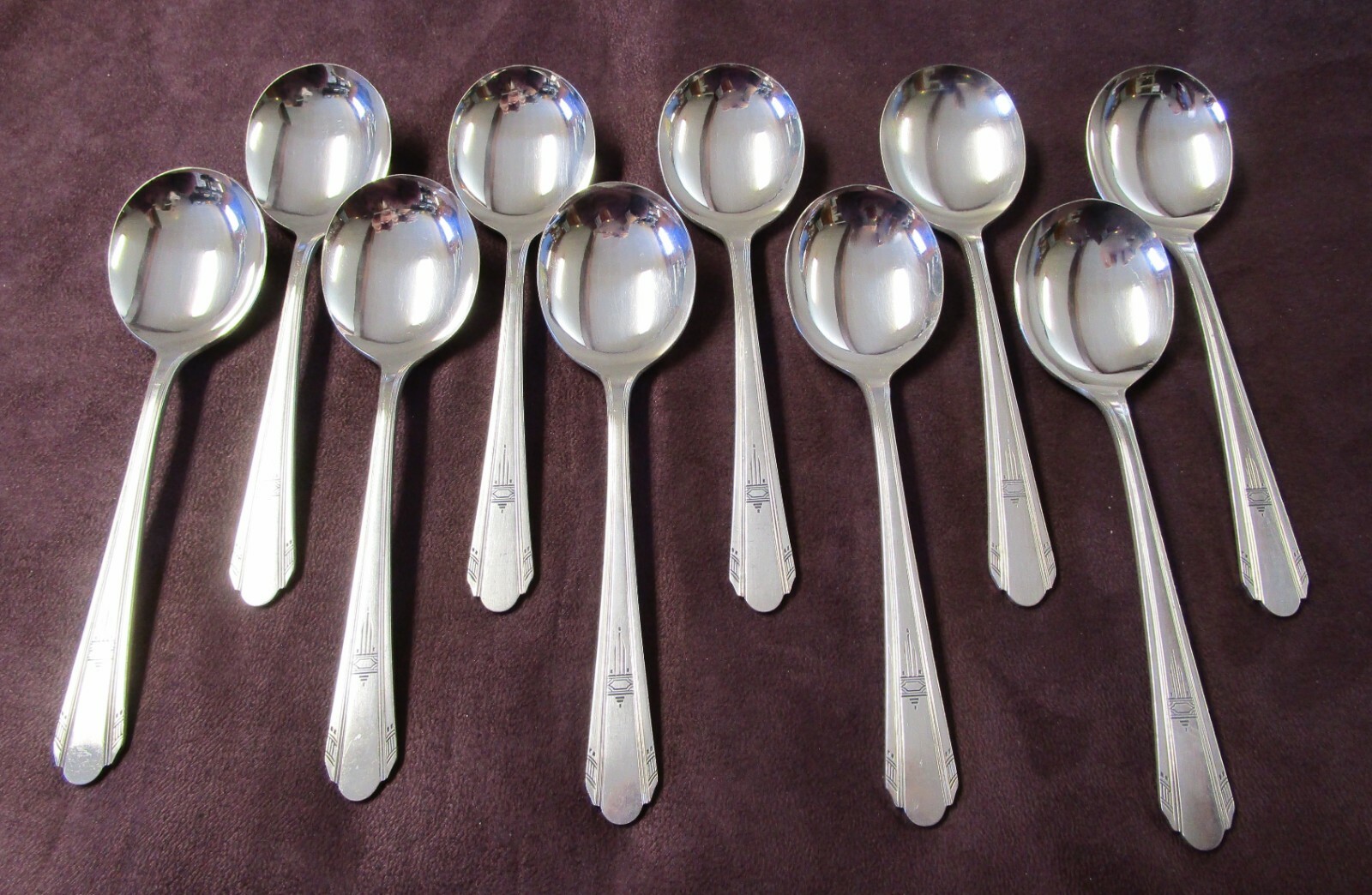 PARAMOUNT 10 Gumbo Spoons Art Deco Rogers Silverplate 1933 No Monograms B