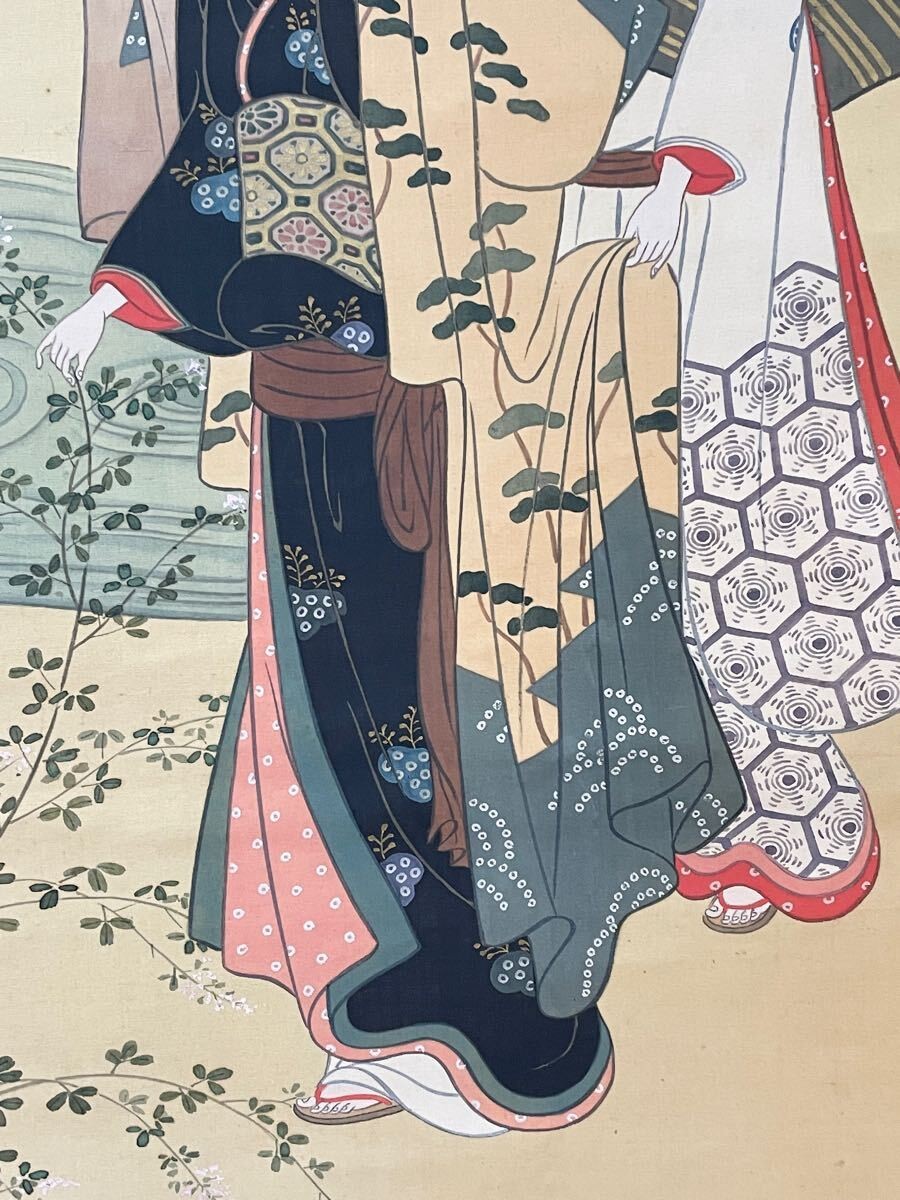 Hirano Hakuho Japanese Shin Hanga Woodblock Print “Beauty by Harunobu” Showa