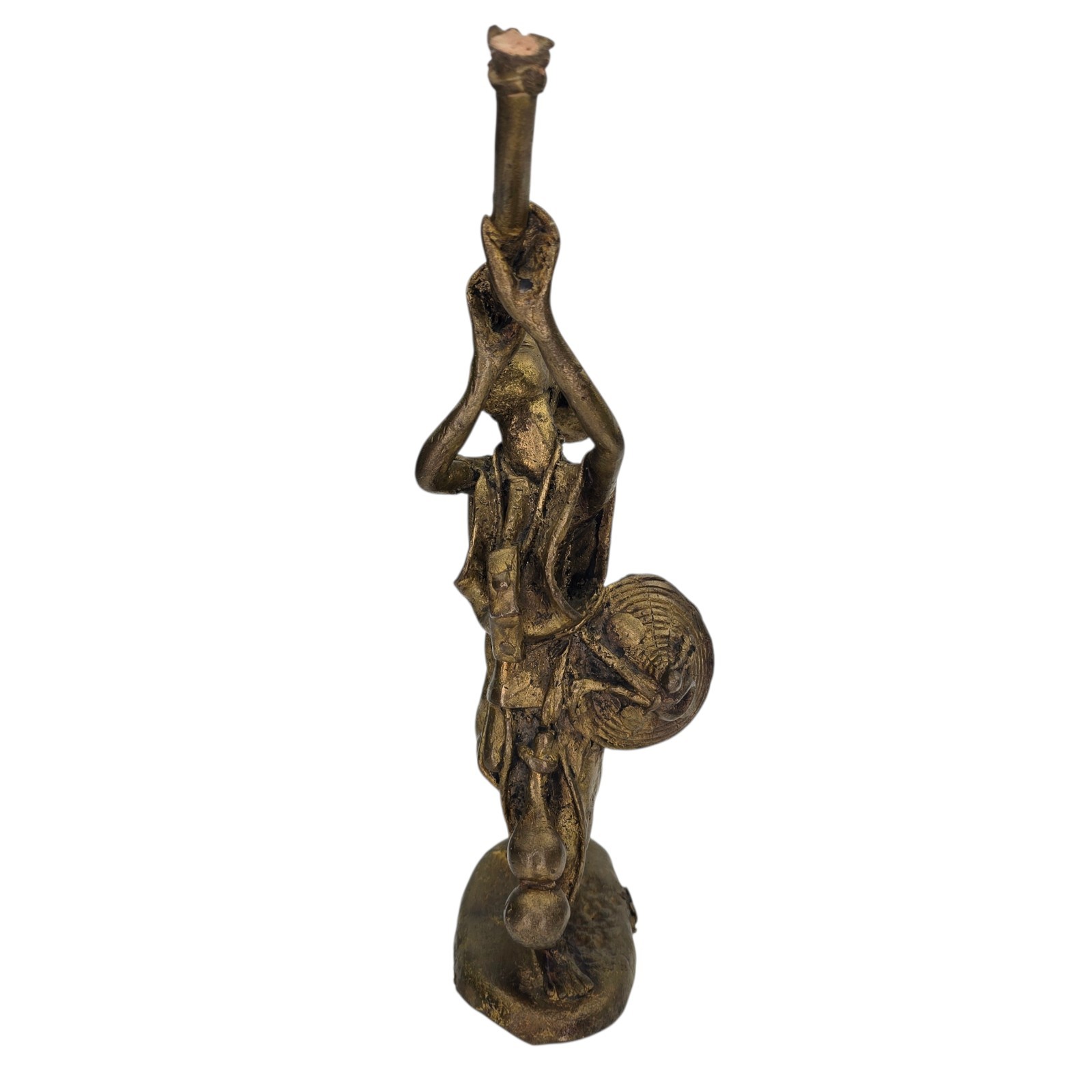 Antique Early 20th Century Brutalist Folk Art Bronze African Musician Statue