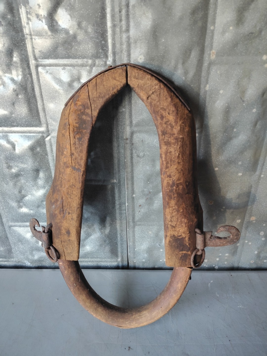 Antique Wooden Primitive Farming Original Oxen Ox Yoke