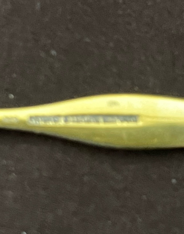 ANTIQUE SOLID SILVER & GUILOCHE ENAMEL SALT/MUSTARD SPOON. 925 Sterling Denmark