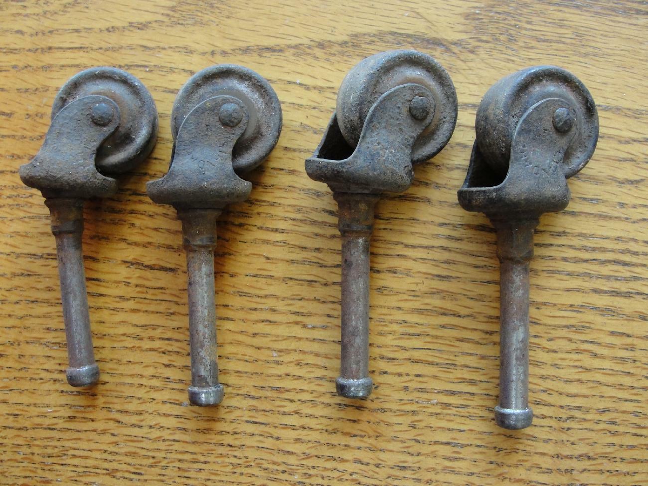 4 Vintage Furniture Wheels Salvage Metal Swivel Caster Repair Parts #12