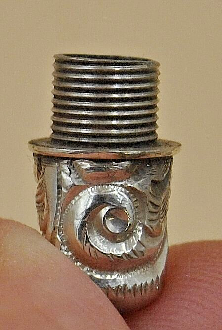 Victorian PATTERNED STERLING SILVER PENCIL HOLDER w/Pin Chain