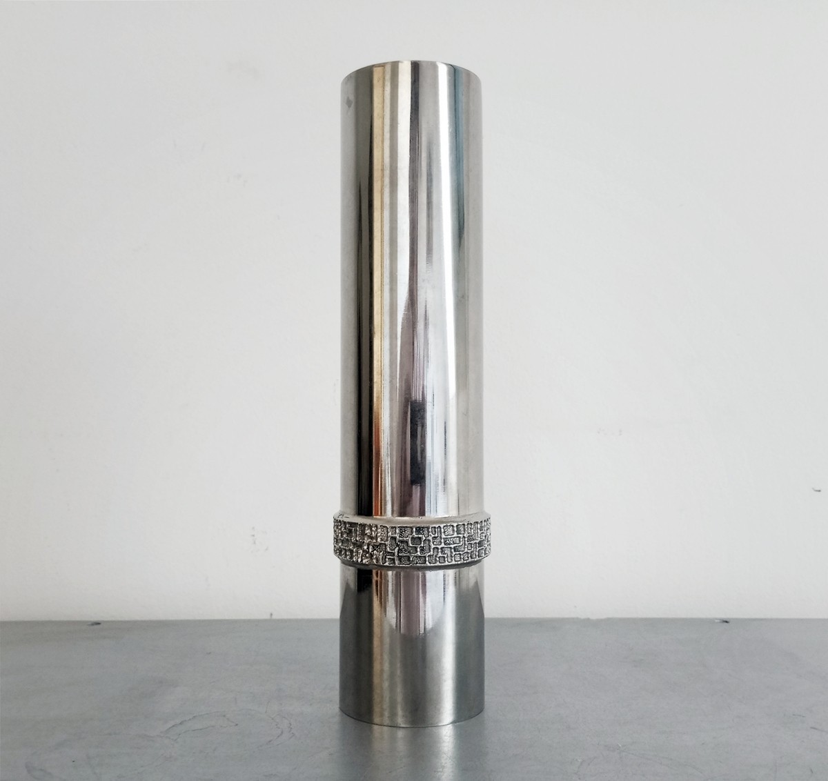 Rare brutalist steel vase1970s BMF Fritz Nagel Germany