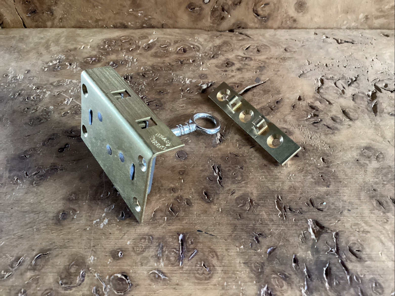 Vintage Antique Brass Box / Chest Lock + 1 Key 51mm X 30mm X 11mm .