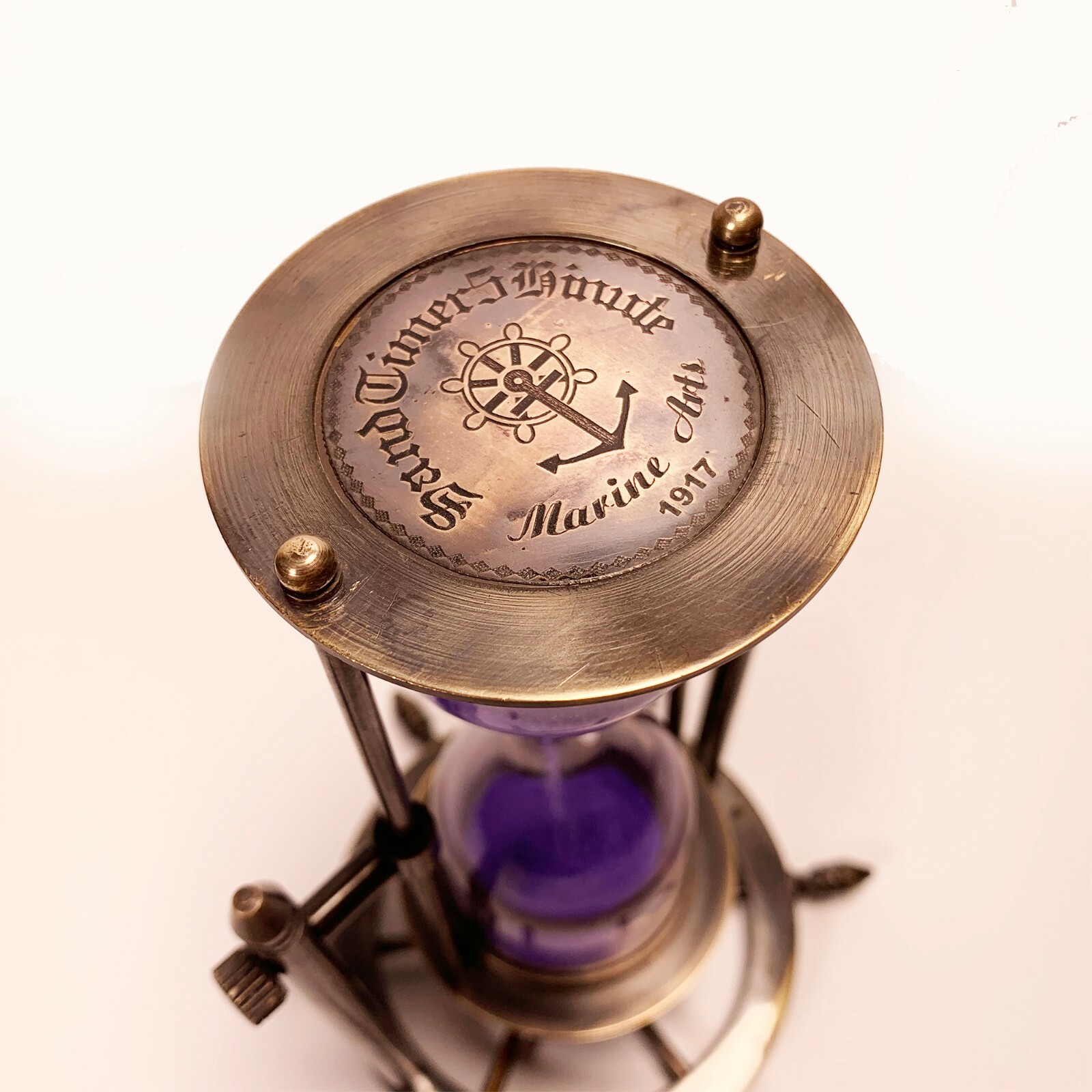 Vintage Nautical Purple Sand Hourglass Compass Timer Clock Home Décor Gift