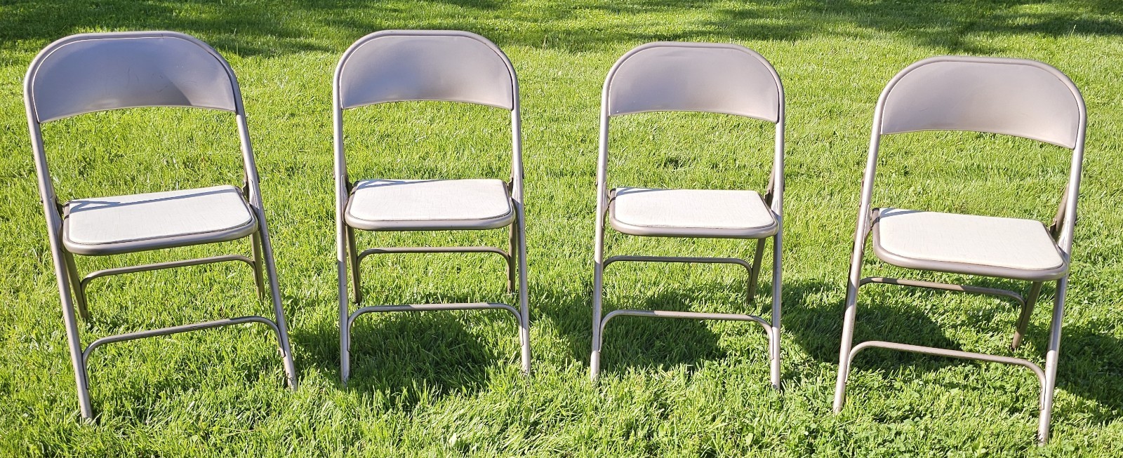 Vintage Samsonite Folding Chairs Set Of 4 Padded Shwayder MCM Mid Century