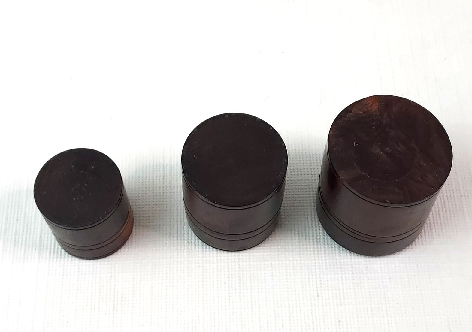 Treen Lidded Spice Pill Vanity Containers Storage Jars Turned Wood 3 Piece Set