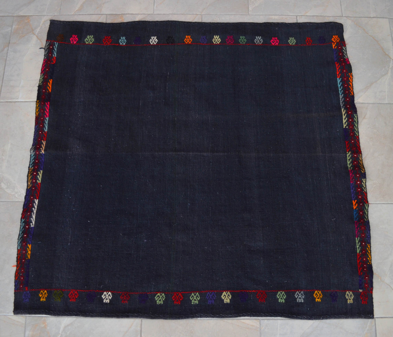 4×4 ft Rug.Turkish Kilim Rug – Hand Woven Cotton Kilim Rug Jajim Sofreh 45″x49″