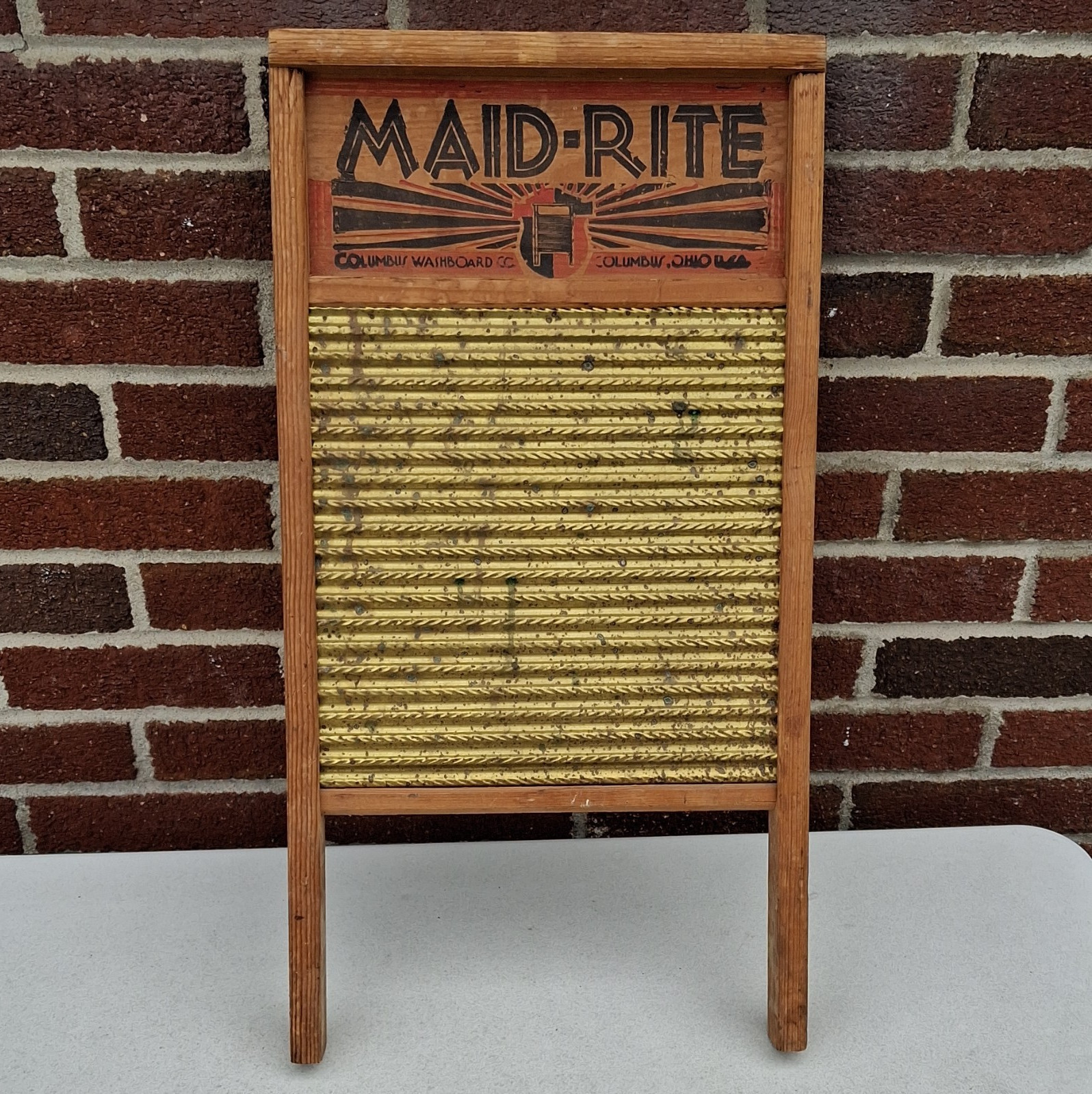 Columbus Washboard Co. Maid-Rite Wash Board Standard Family Size Brass No. 2062