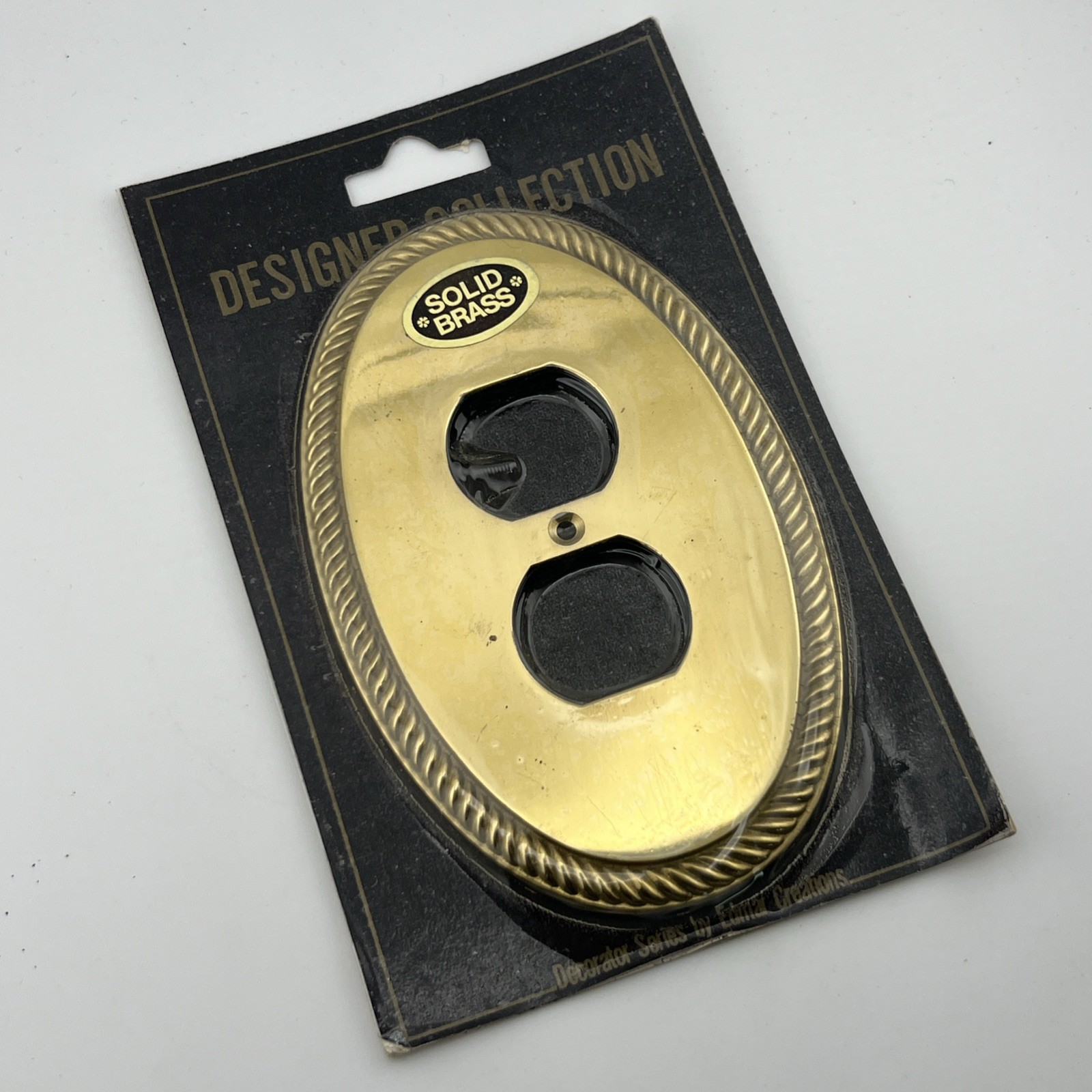 Vtg NOS Edmar deco Oval Brass Outlet Cover 3.75×6” #1009DBR Designer Collection
