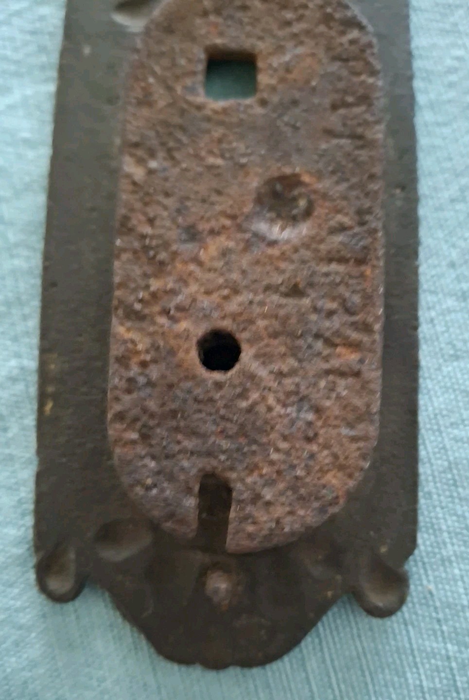 Victorian Baldwin Lock Plate & Handle, Ornate Cast Iron