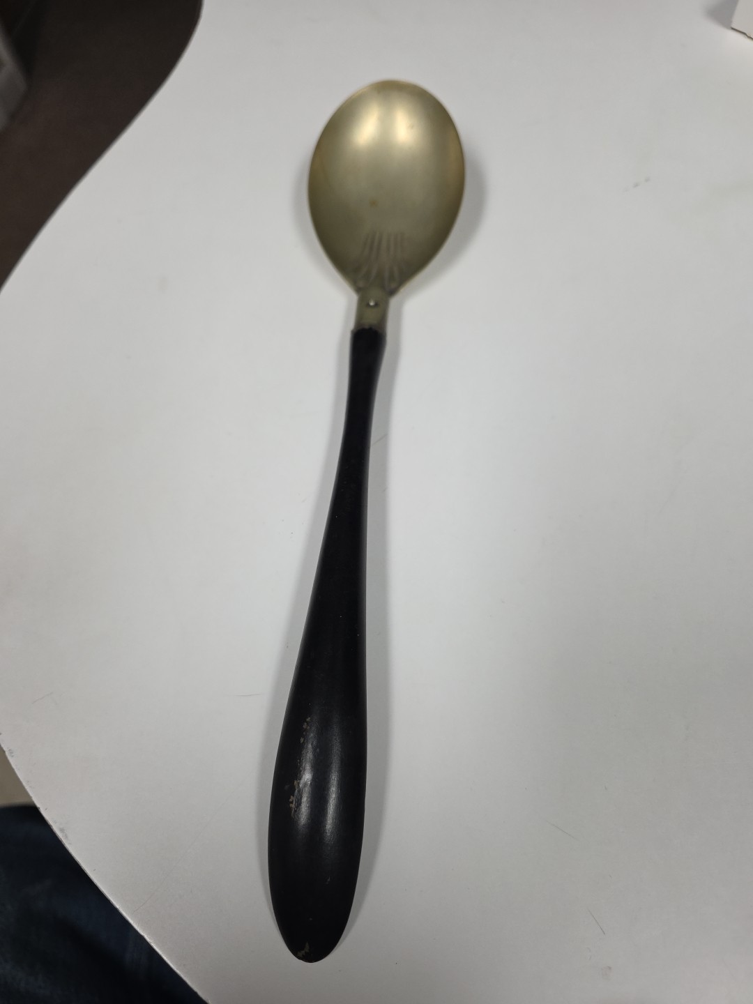 Antique MANNING BOWMAN Quality ART DECO Serving Spoon Ebonized Wood Handle #93