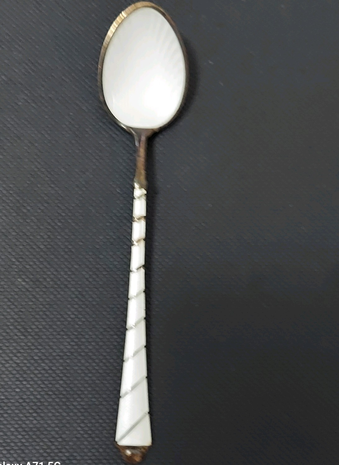 ELA Denmark 92.5 Sterling Silver Guilloche Enamel Demitasse Spoon