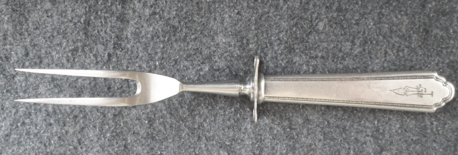 Vintage Sterling Silver Handle Meat Carving Fork / Classic Style / Monogramed
