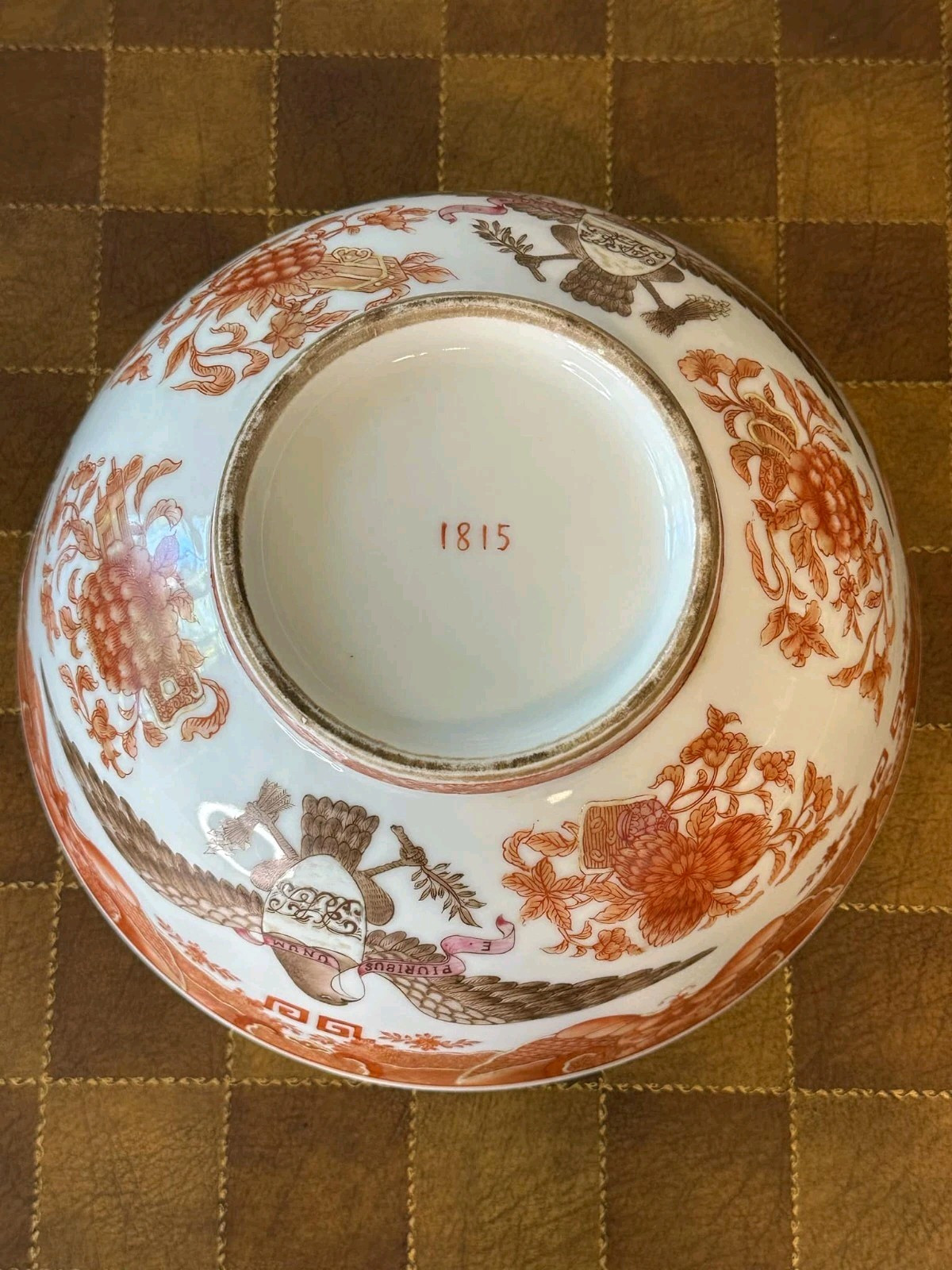 Large Orange FITZHUGH 1815 American Eagle Bowl 10×4.3″