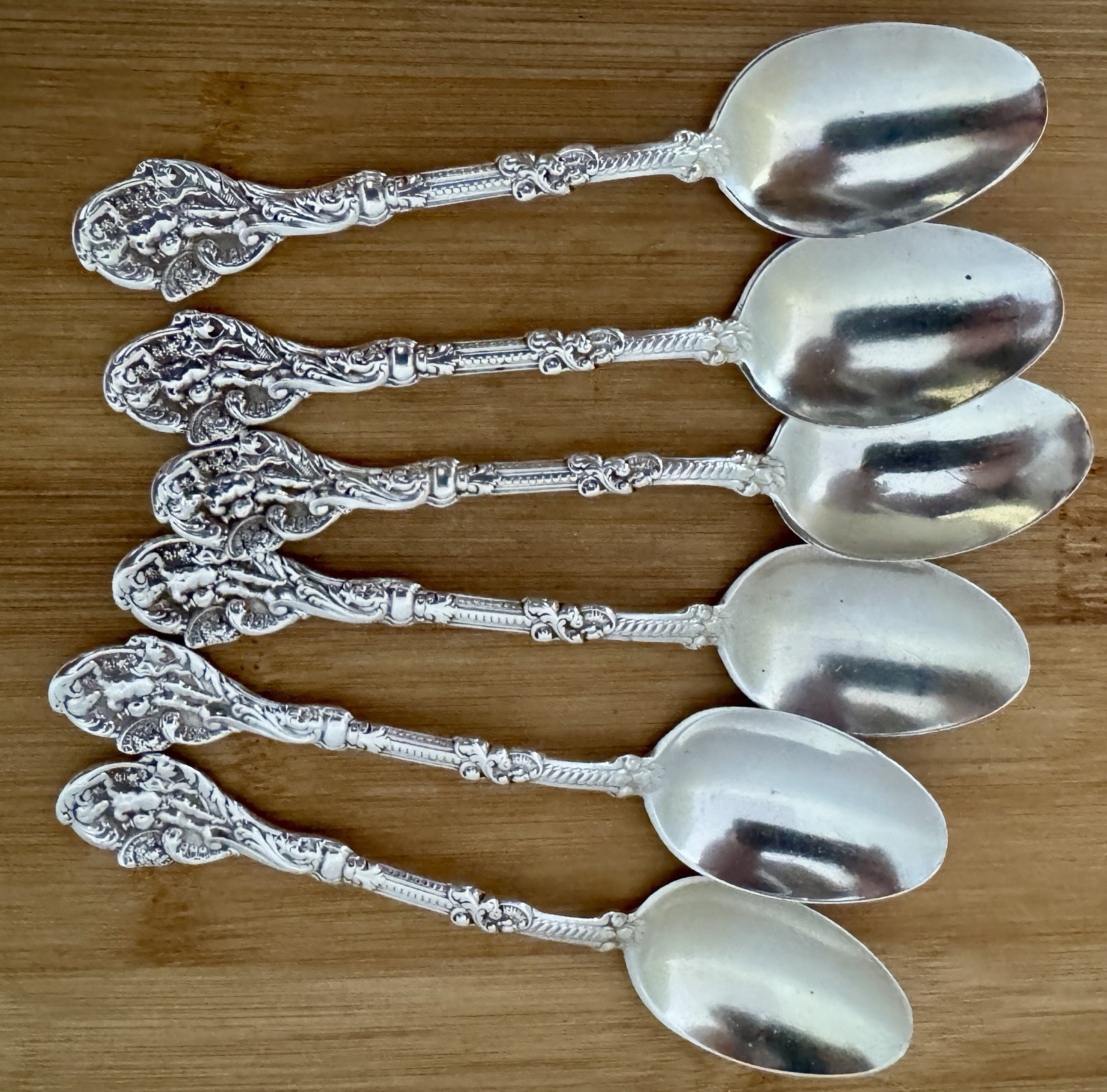OLD GORHAM VERSAILLES STERLING SILVER SET OF 6 DEMITASSE SPOONS