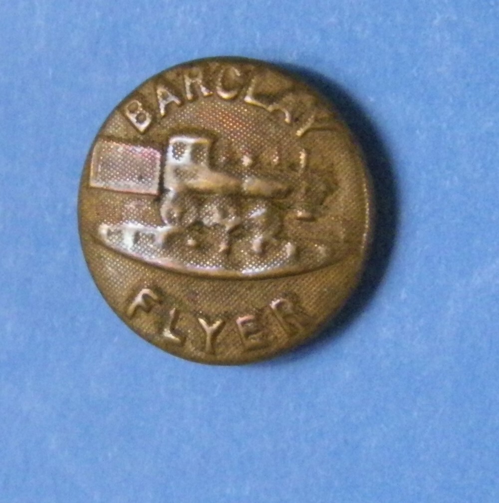 Bb BARCLAY FLYER OVERALL BUTTON LOCOMOTIVE CAR Wobble shank small 5/8″