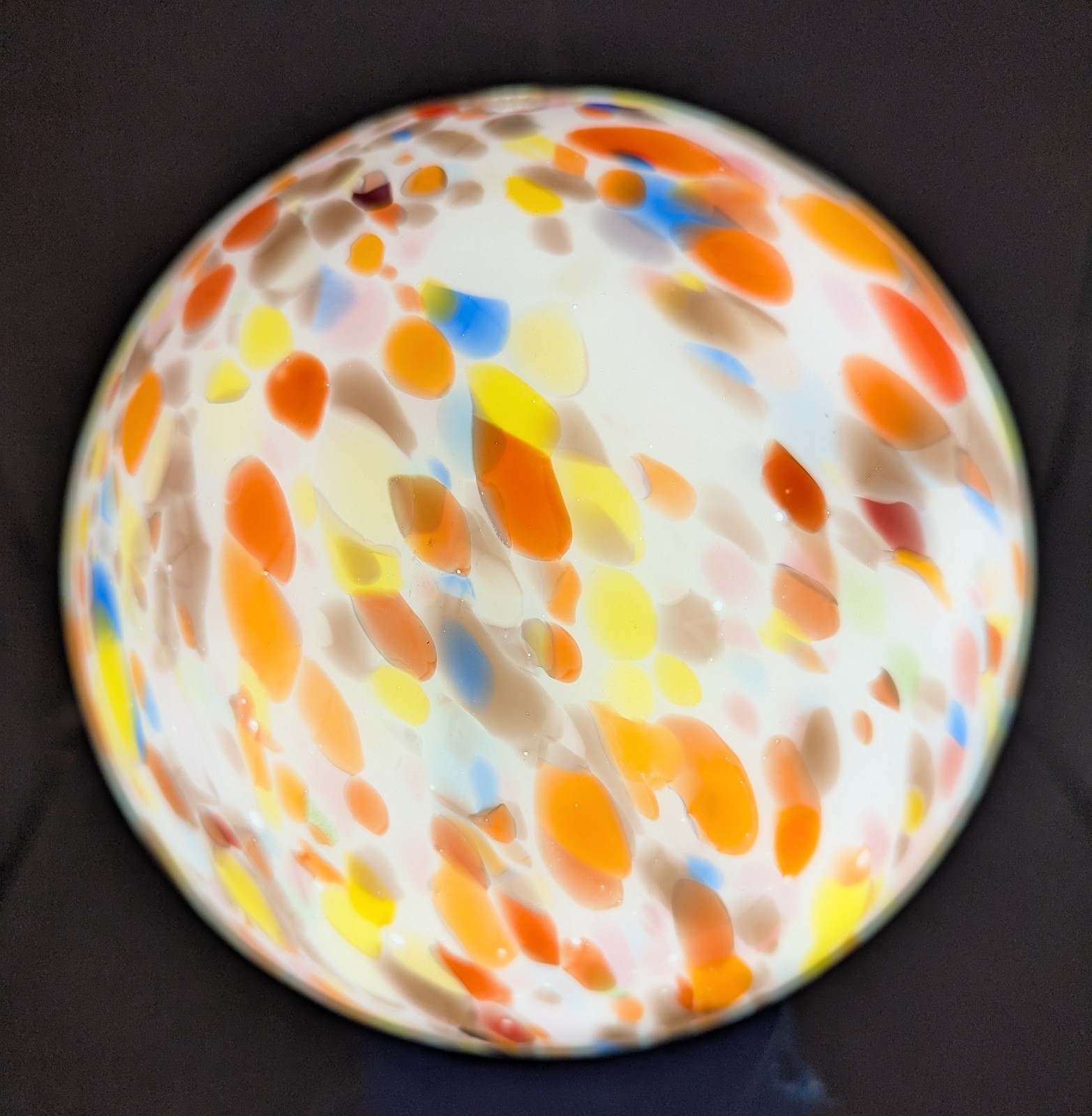 NOS! Vintage Czech Spatter Cased Glass Lamp Shade 3-1/4″ Fitter , Hand Blown C