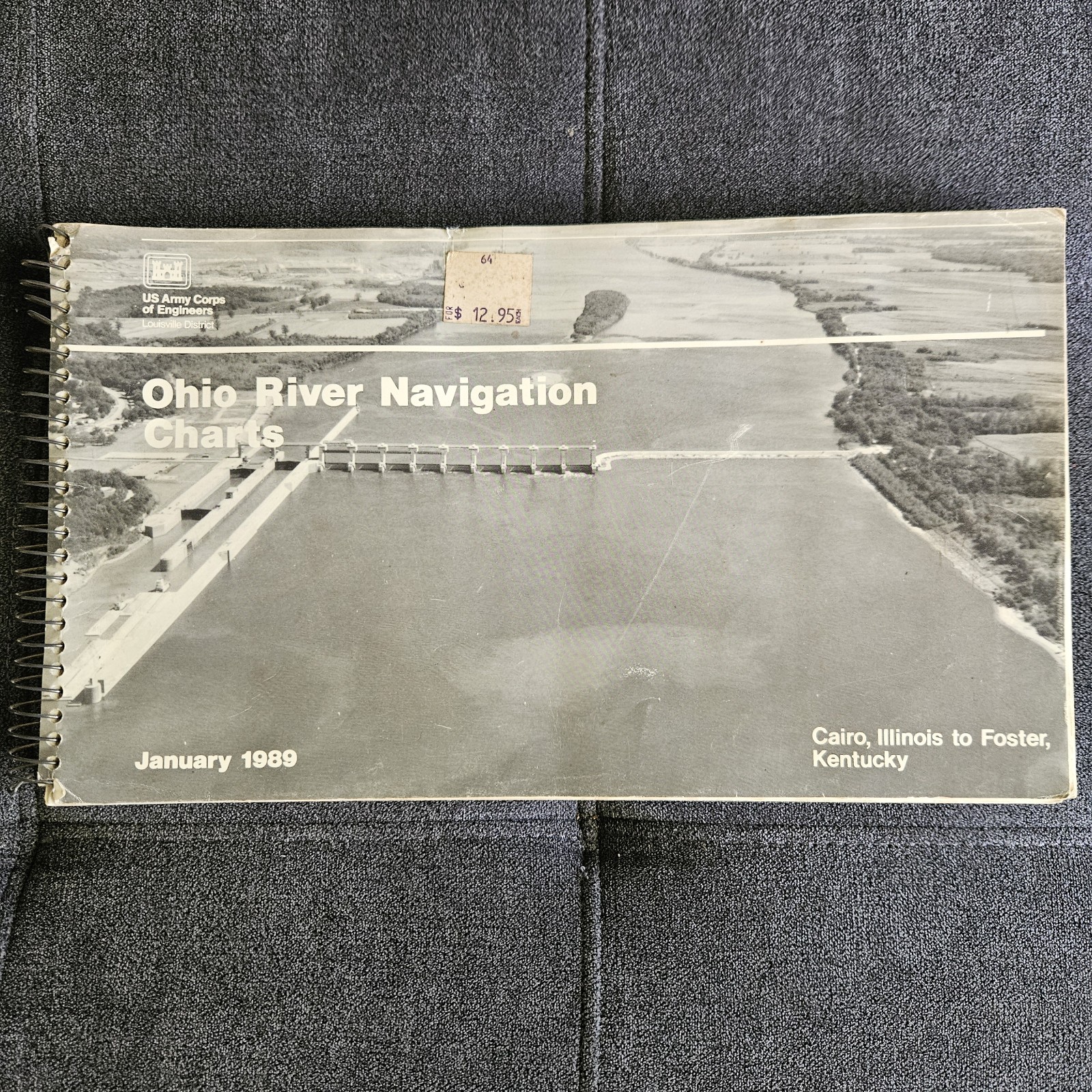 VINTAGE 1989 Ohio River Navigation Charts Book US Army Corps of Engineers Spiral