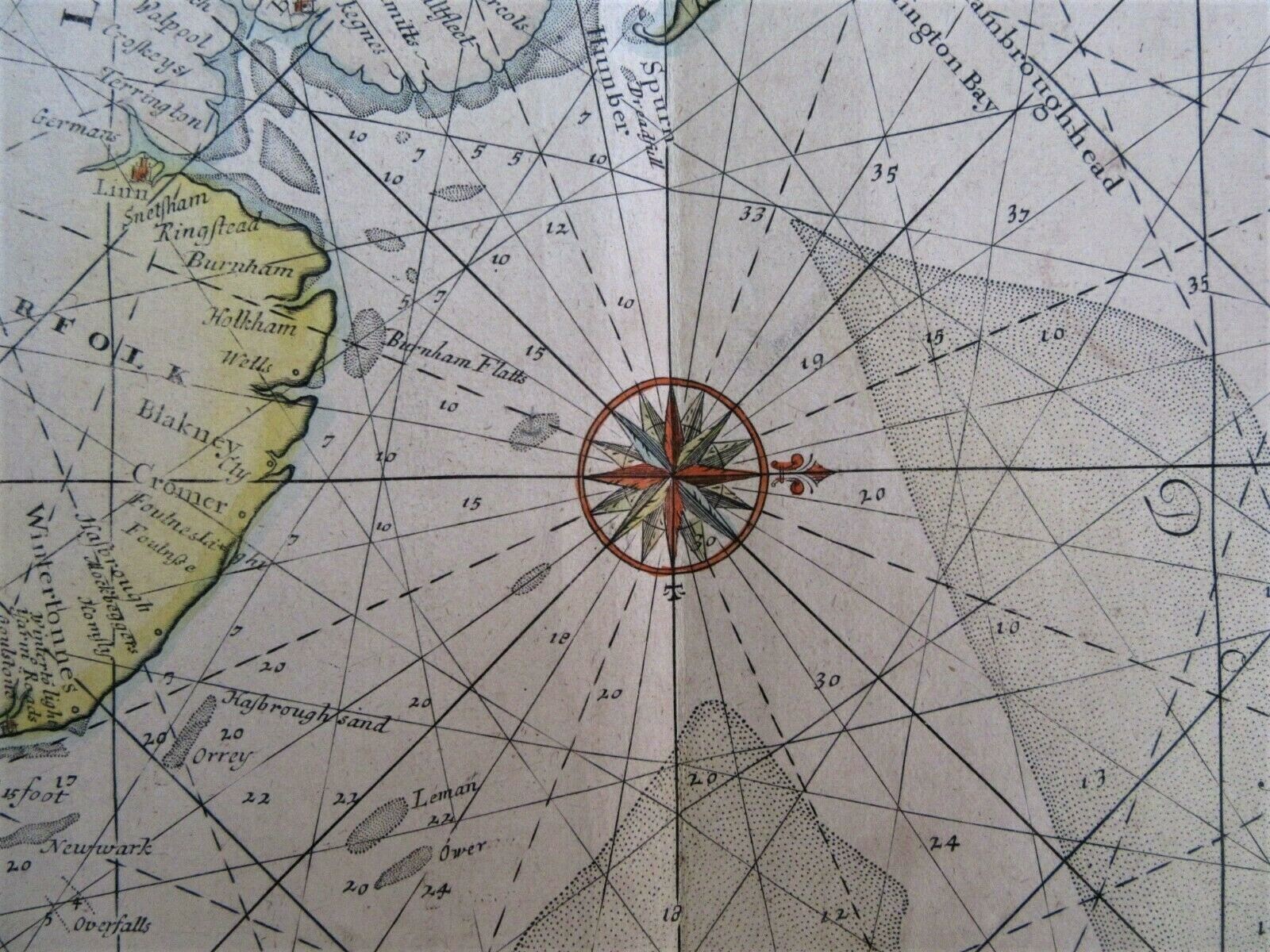 1723 Original Chart – East Coast. Capt Greenville Collins. Sir Ralph Delaval.