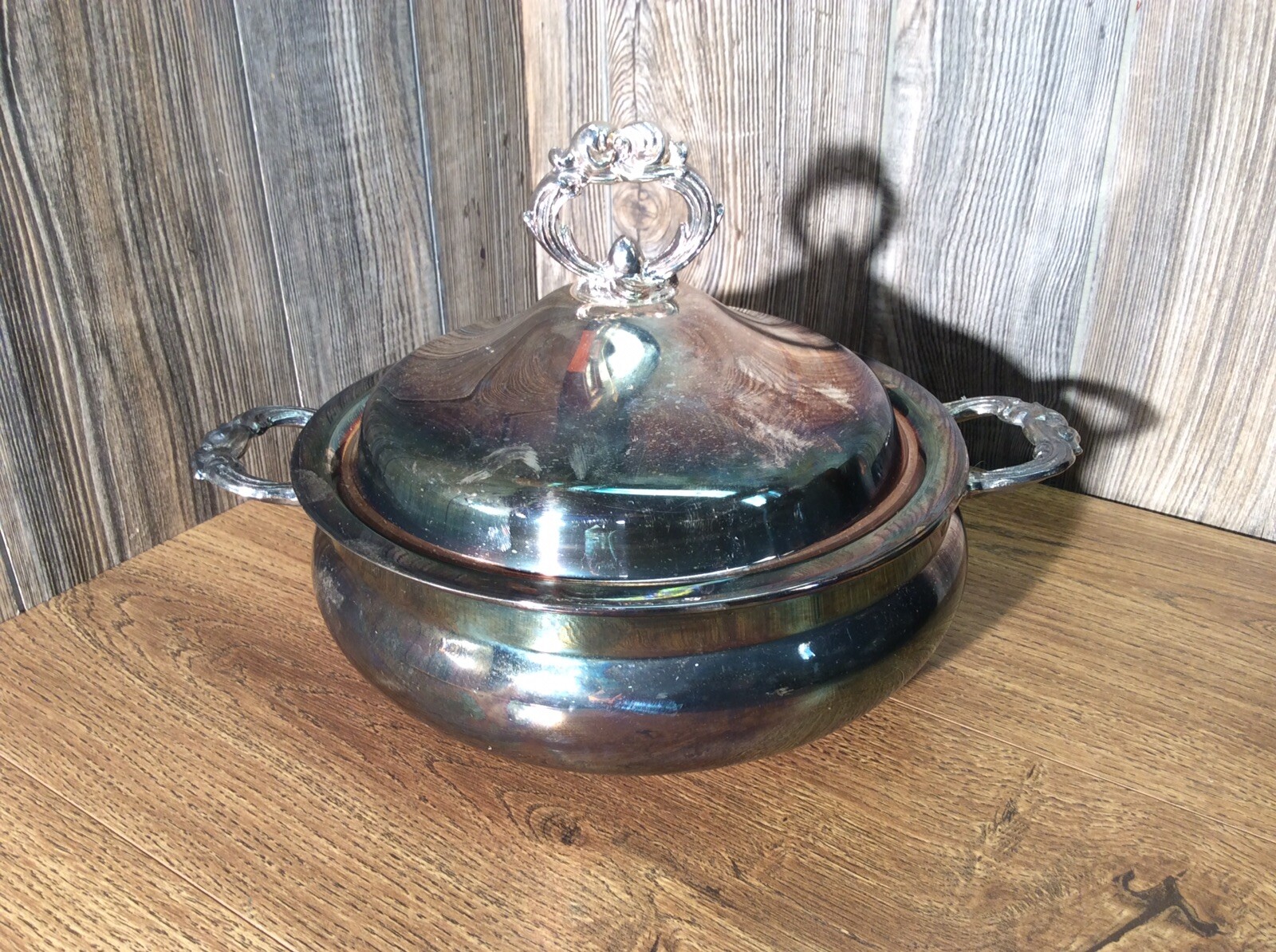 Vintage English Silver Co Covered Dish Leonard Silver, D1