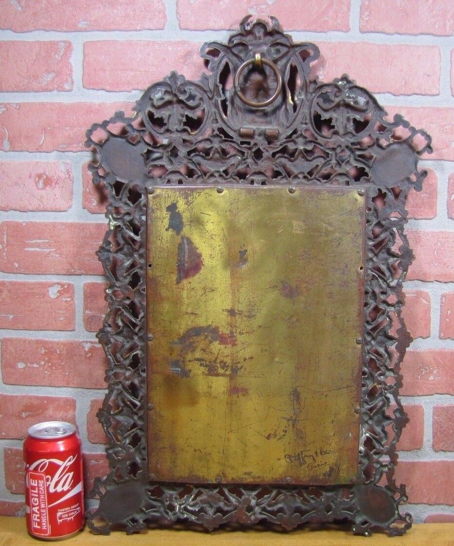 19c DEVIL Decorative Arts Bronze Frame Picture Mirror Artwork Tiffany Paris