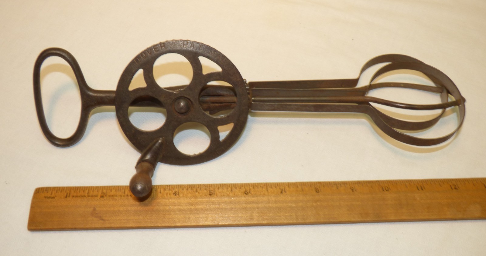 Antique Cast Iron DOVER Egg Beater Hand Crank Mixer 19th C. Primitive Old Lot A