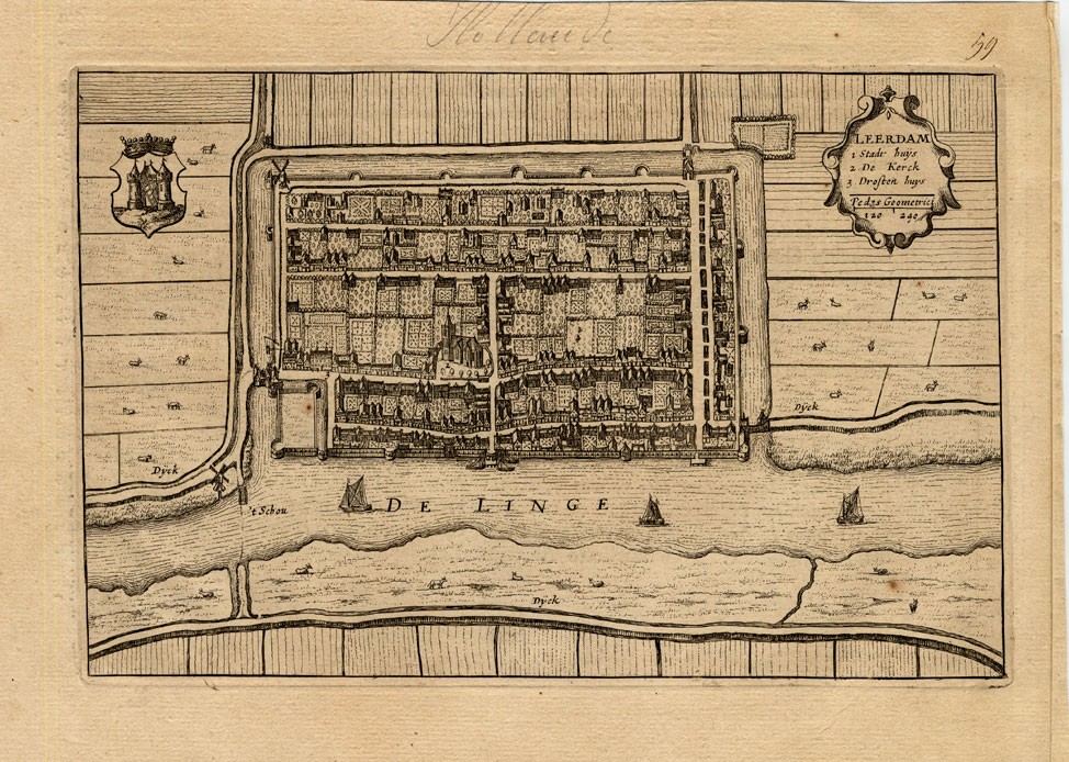 Antique-Plan-LEERDAM-NETHERLANDS-Blaeu-1649