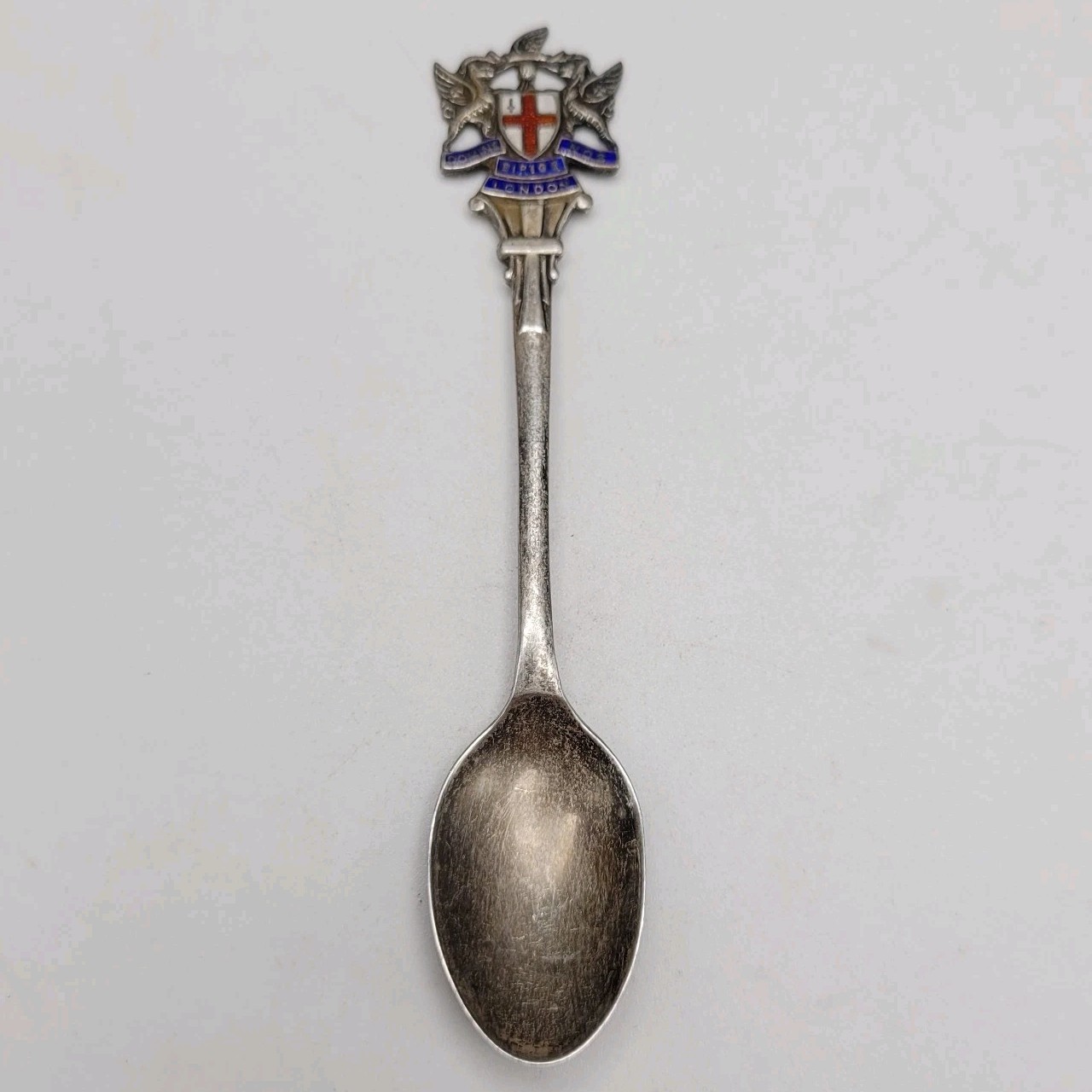 Sterling Silver 925 Enamel Domine Dirige Nos London Collectible Spoon 10.4g