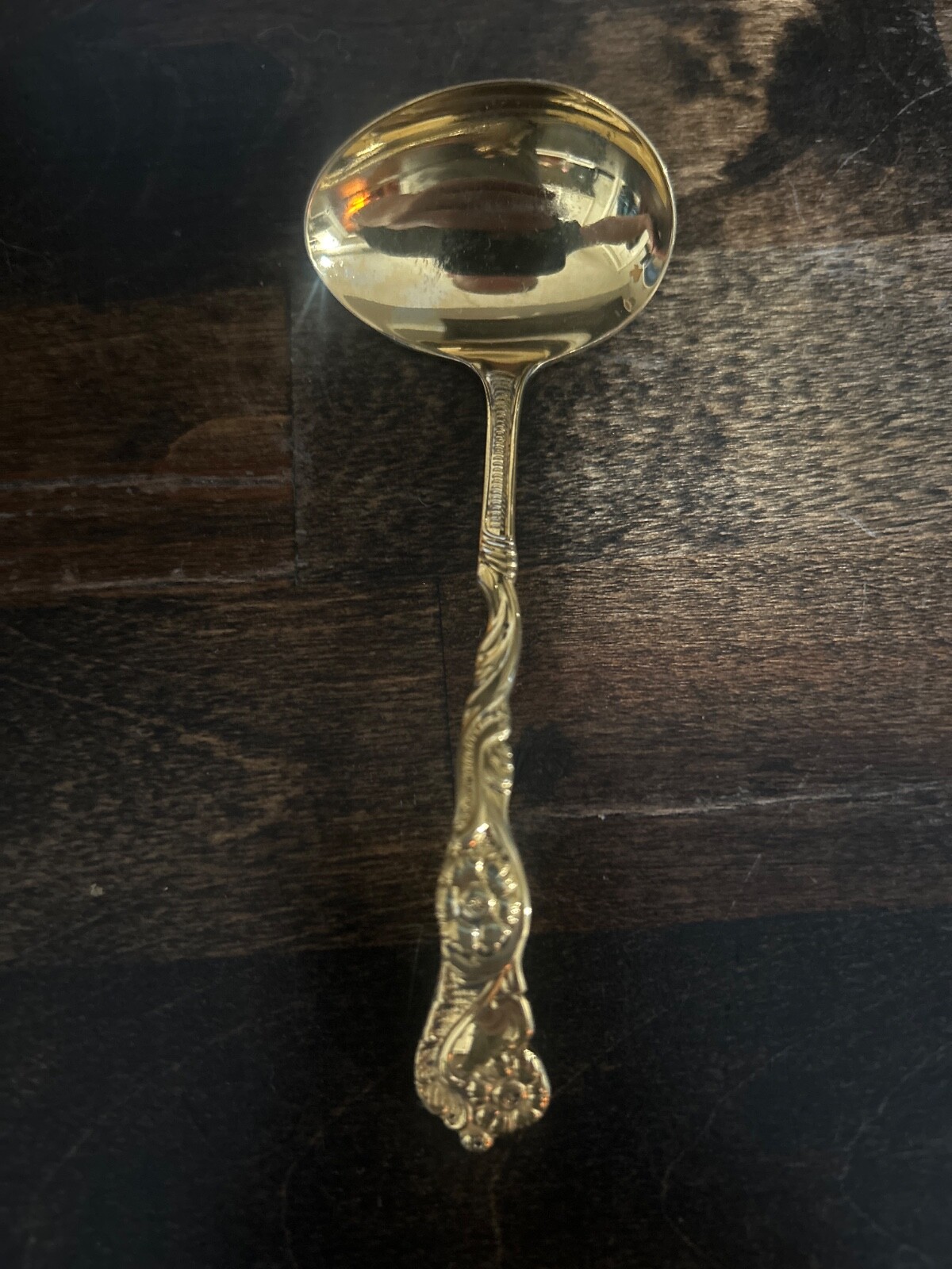 EXTRA PRIMA NS ALP – SWEDEN – SPOUTED SAUCE LADLE”. Gold wash